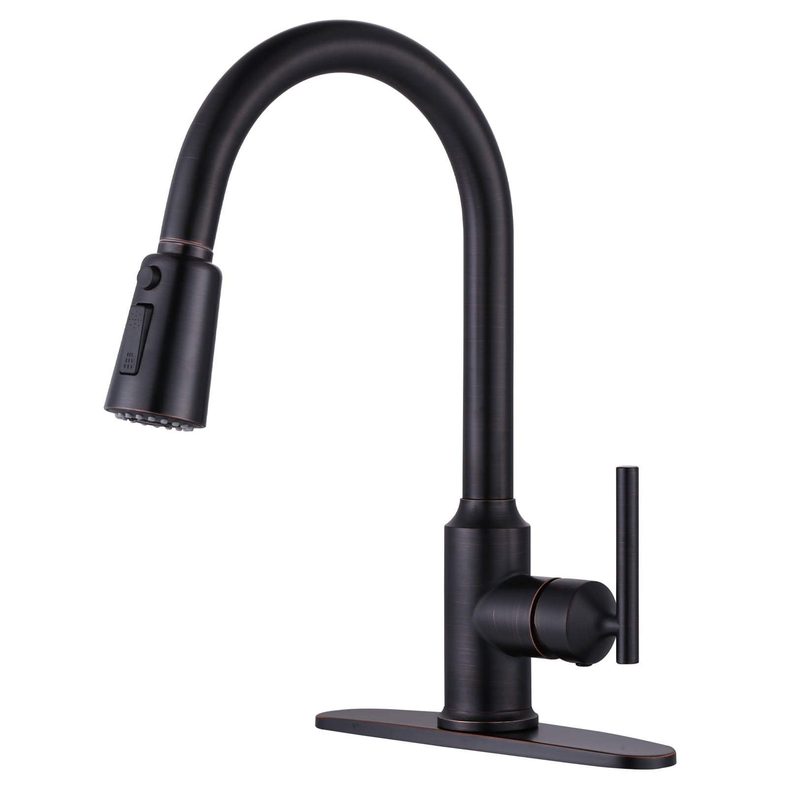 WOWOW Single Handle Kitchen Sink Faucet Oil Rubbed Bronze Kitchen Faucet with Pull Down Sprayer