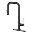 thumbnail image 1 of WOWOW Single Handle Pull Down Sprayer Kitchen Faucet in Matte Black with Deck Plate, 1 of 5