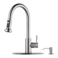 thumbnail image 1 of WOWOW Single Handle Pull-Down Sprayer Kitchen Faucet with Advanced Spray and Soap Dispenser in Brushed Nickel, 1 of 1