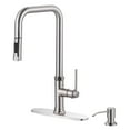 thumbnail image 1 of WOWOW Single-Handle Pull Down Sprayer Kitchen Faucet with Pull Out Spray Wand and Soap Dispenser in Brushed Nickel, 1 of 7