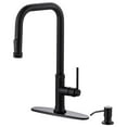 thumbnail image 1 of WOWOW Single-Handle Pull Down Sprayer Kitchen Faucet with Pull Out Spray Wand and Soap Dispenser in Matte Black, 1 of 6