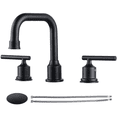 thumbnail image 1 of WOWOW Two Handles Widespread 8 inch Bathroom Faucet Black 3 Pieces Basin Faucets, 1 of 13