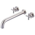 thumbnail image 1 of WOWOW Wall Mount Tub Faucet with Long Spout Reach 2 Cross Handles Tub Faucet, Brushed Nickel, 1 of 9