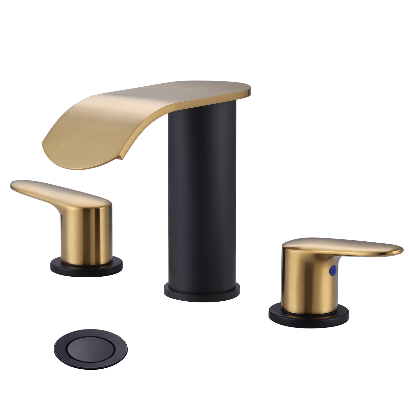 WOWOW Waterfall Bathroom Faucet 3 Holes 8Inch Widespread Bathroom Sink Faucet