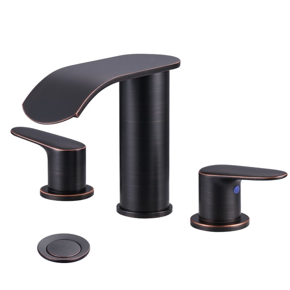WOWOW Waterfall Bathroom Faucet 3 Holes 8Inch Widespread Bathroom Sink Faucet