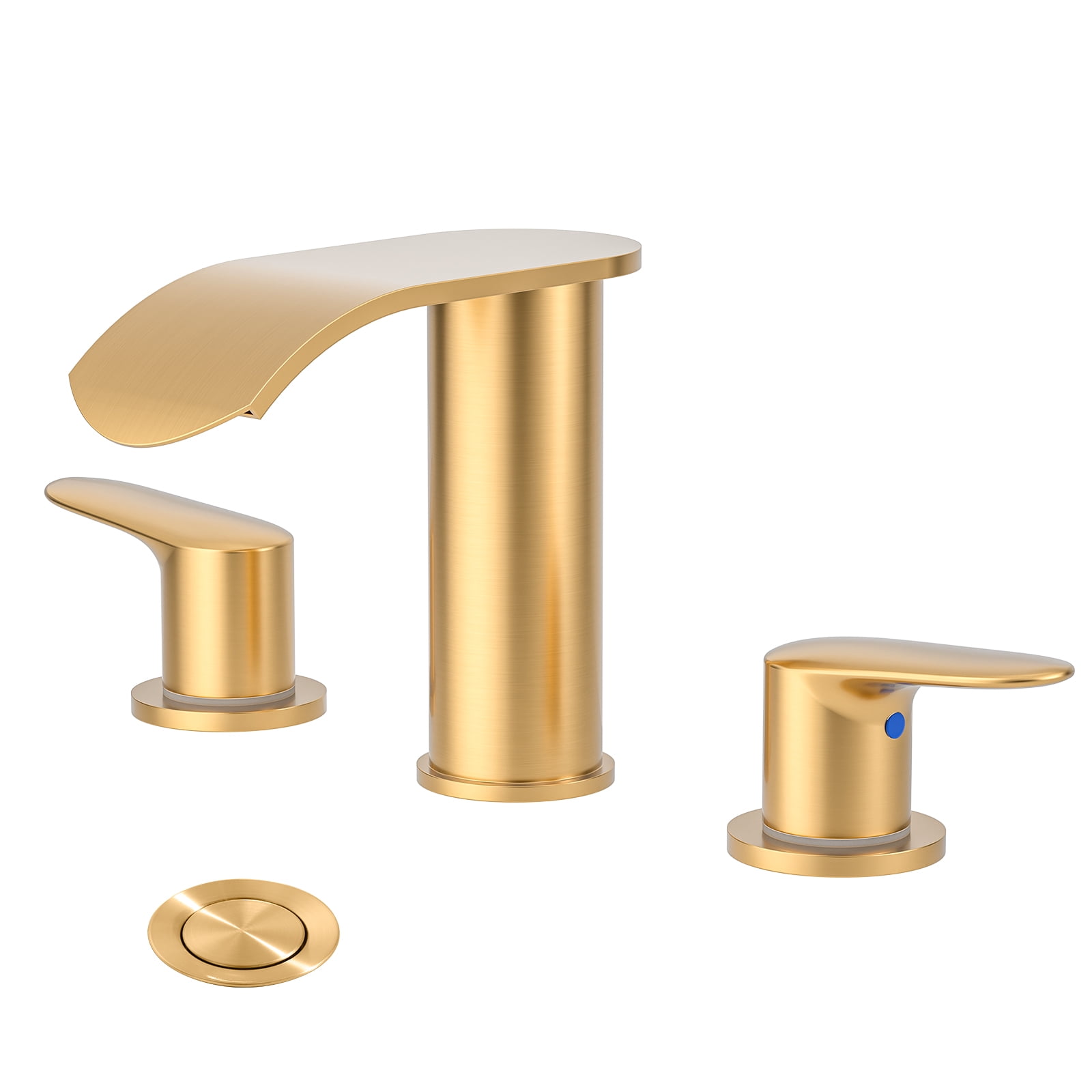 WOWOW Waterfall Bathroom Faucet 3 Holes 8Inch Widespread Bathroom Sink Faucet