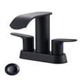 thumbnail image 1 of WOWOW Waterfall Bathroom Sink Faucet,Matte Black Two Handles Bathroom Faucet with Metal Pop up Sink Drain Stopper, 2 or 3 Holes Bathroom Basin Lavatory Mixer Tap with Deck Mount Plate, 1 of 7