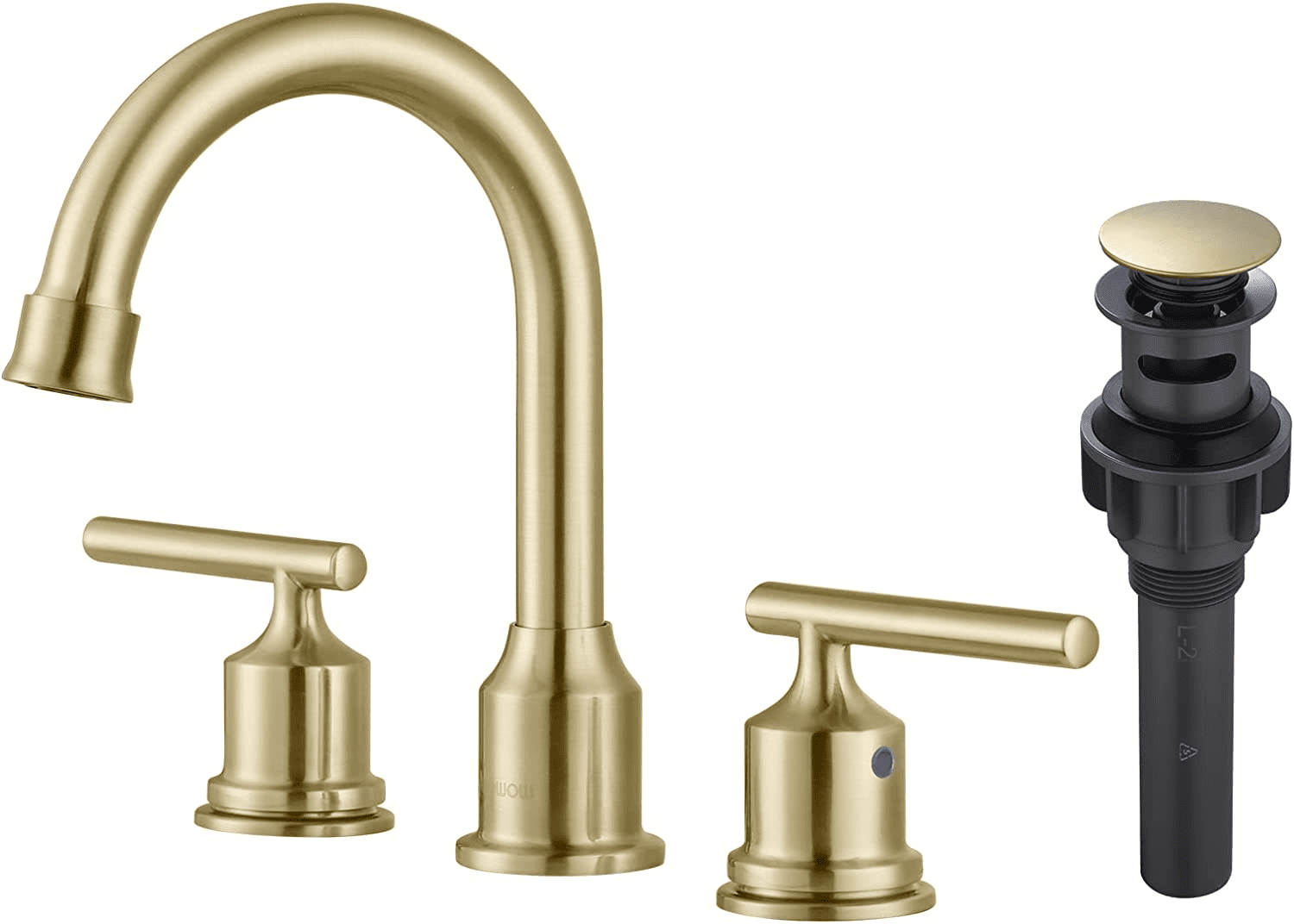 Gold 2-Handle High Arc Bathroom Faucet with Drain Assembly