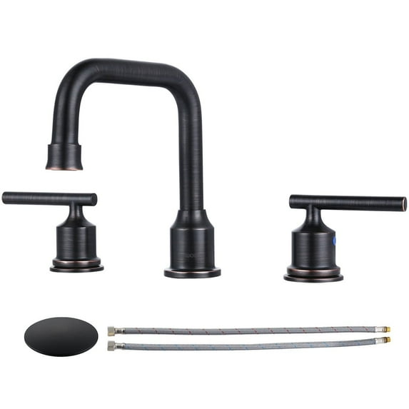 WOWOW Widespread Bathroom Faucet 3 Hole Oil Rubbed Bronze Vanity Faucet