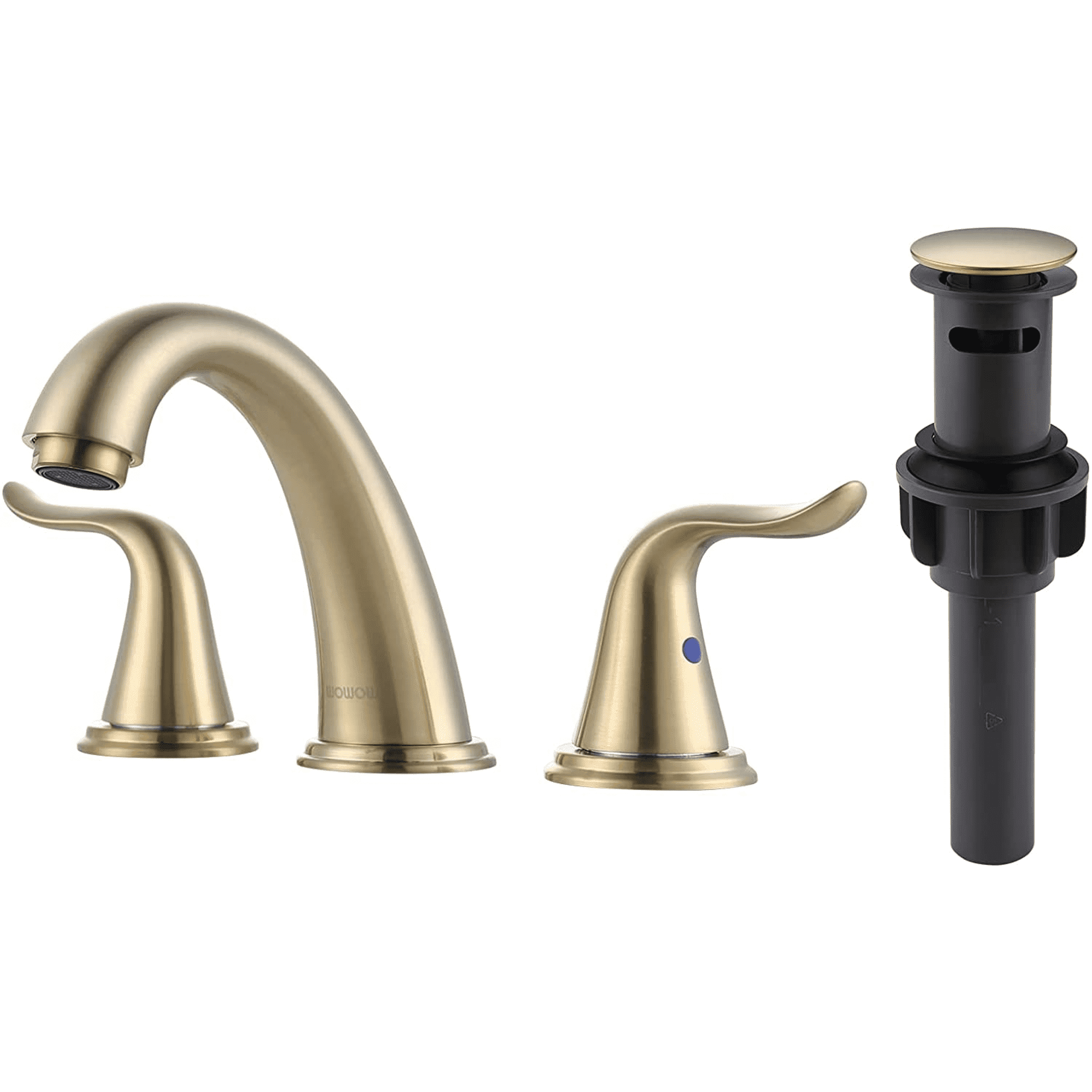 WOWOW Widespread Bathroom Faucet Brushed Gold Bathroom Sink Faucet 3 Hole Vanity Faucet