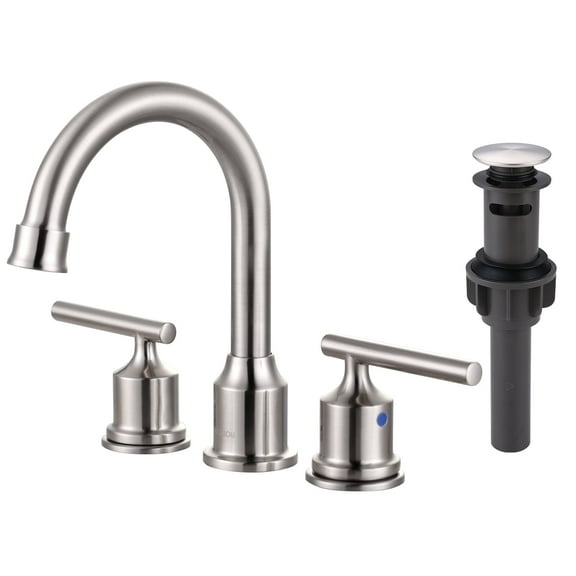 WOWOW Widespread Bathroom Faucet, Centerset Basin Faucet ,2 Handles Brushed Nickel