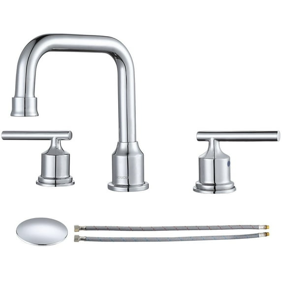 WOWOW Widespread Bathroom Faucet Chrome 8 inch Bathroom Adjustable 3 Pieces Basin Faucets