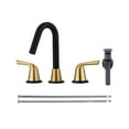 thumbnail image 1 of WOWOW Widespread Bathroom Faucets for Sink 3 Hole Black & Gold, 8 inch Bathroom Faucet with Pop Up Drain Assembly and Water Supply Lines 2 Handle 360° Swivel Spout Basin Faucets for Vanity Lavatory, 1 of 6