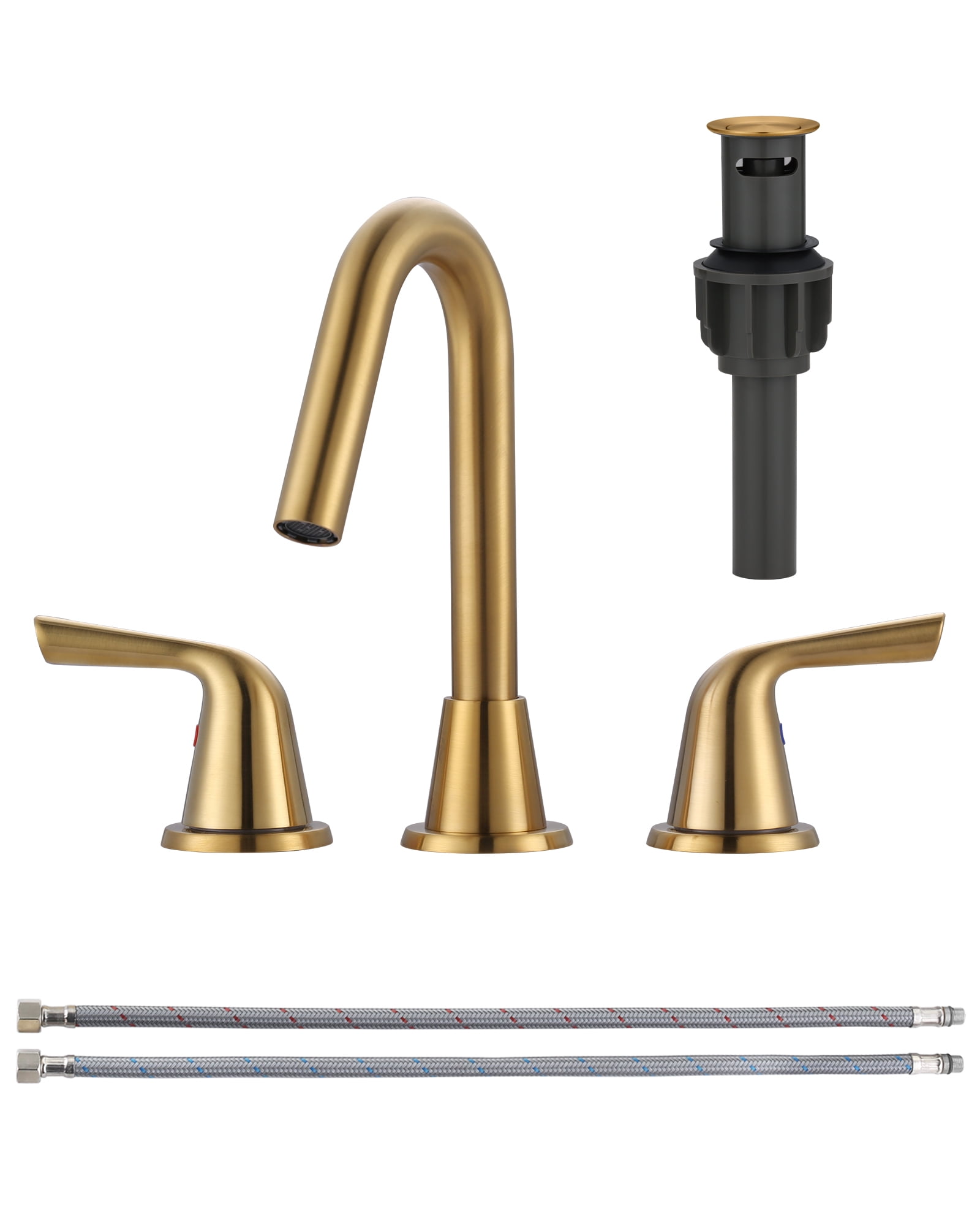 8-Inch Brushed Gold Stainless Steel Widespread Bathroom Faucet