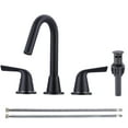 thumbnail image 1 of WOWOW Widespread Bathroom Faucets for Sink 3 Hole Matte Black, 8 inch Bathroom Faucet with Pop Up Drain Assembly and Water Supply Lines 2 Handle 360° Swivel Spout Basin Faucets for Vanity Lavatory, 1 of 7