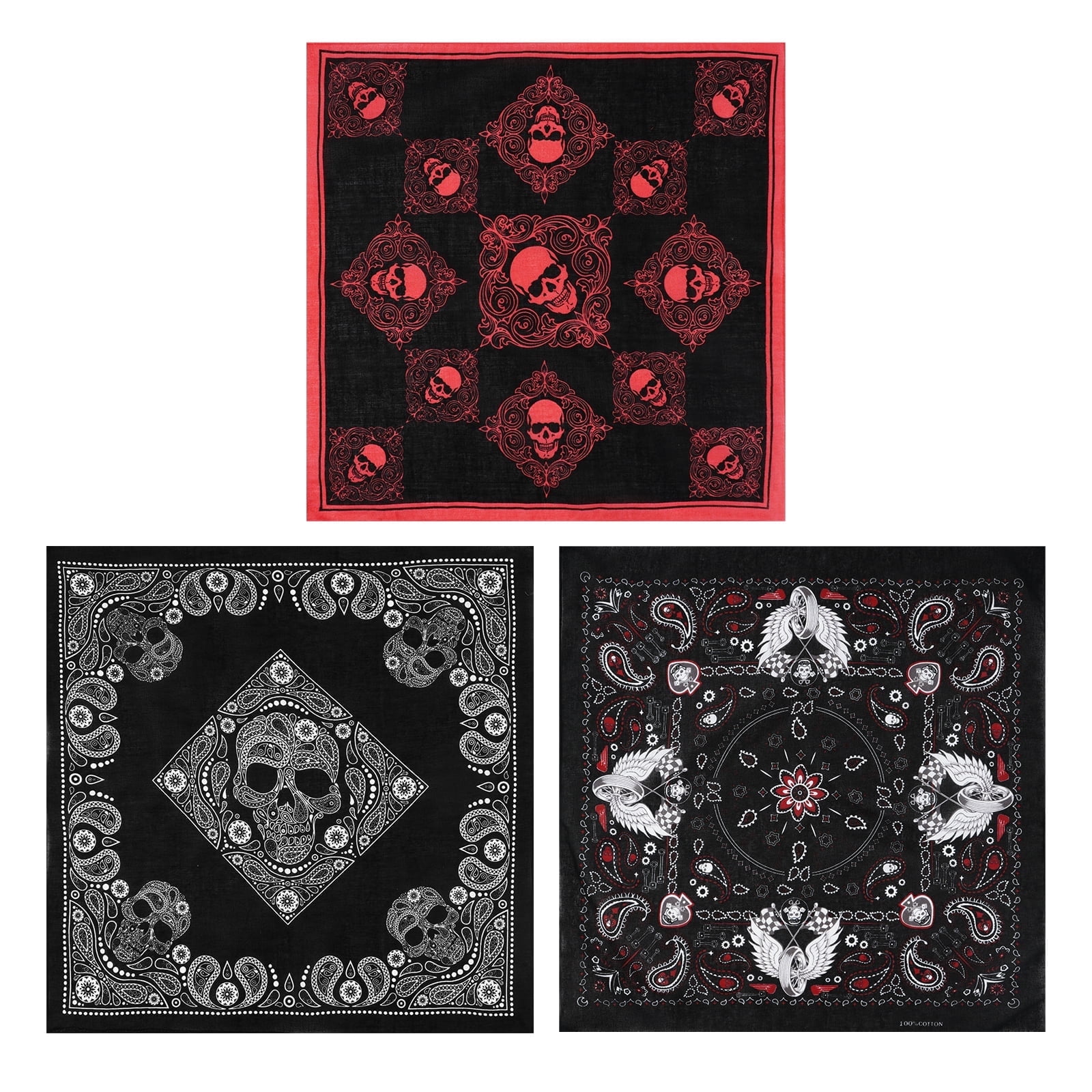 WOWSTYLE 3-Pack Retro Bandana Scarf Bandanas for Men Pocket