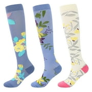 WOWSTYLE 3 Pairs Compression Socks for Women Knee High for Running Work Support Nurses Pregnancy Travel