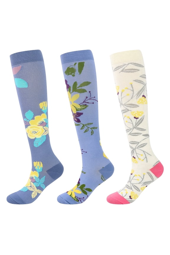 Women's Thigh High Compression Socks Pack of 3 Moisture-Wicking and Arch Support with Seamless Toe for Recovery and Running