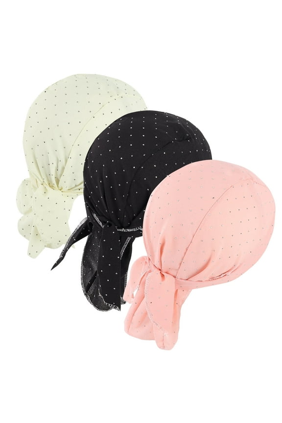 3 Pcs Do Rags Women Skull Cap Fashion Print Helmet Liner Bandana Beanie Sweat Motorcycle Cycling Sports Accessories