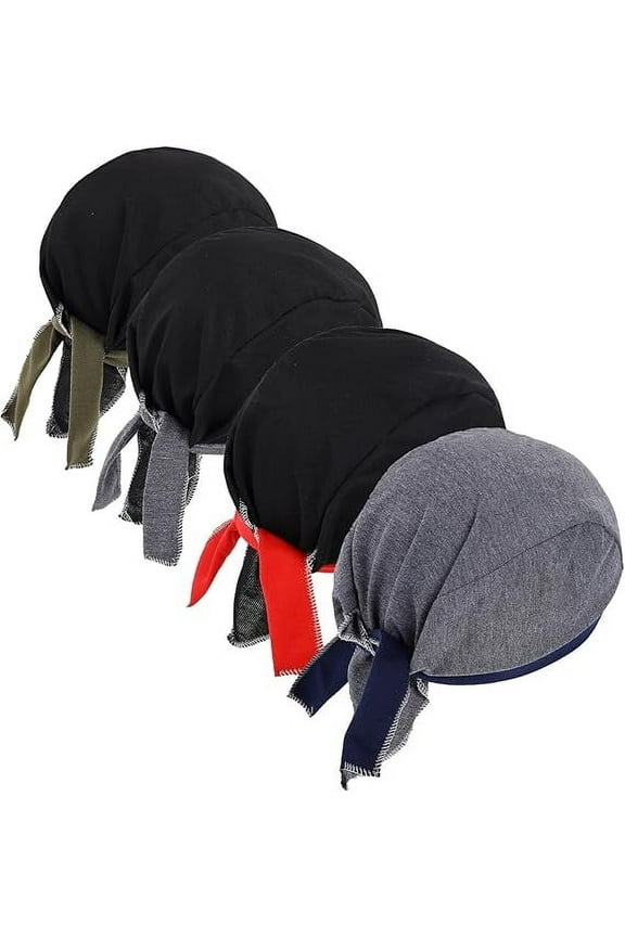 4 Pcs Do Rags Skull Caps for Men Pirate Hat Fashion Sweat Wicking Helmet Liner Beanie Breathable Motorcycle Cycling Sports Cap Welding Cap Valentine's Day Gift