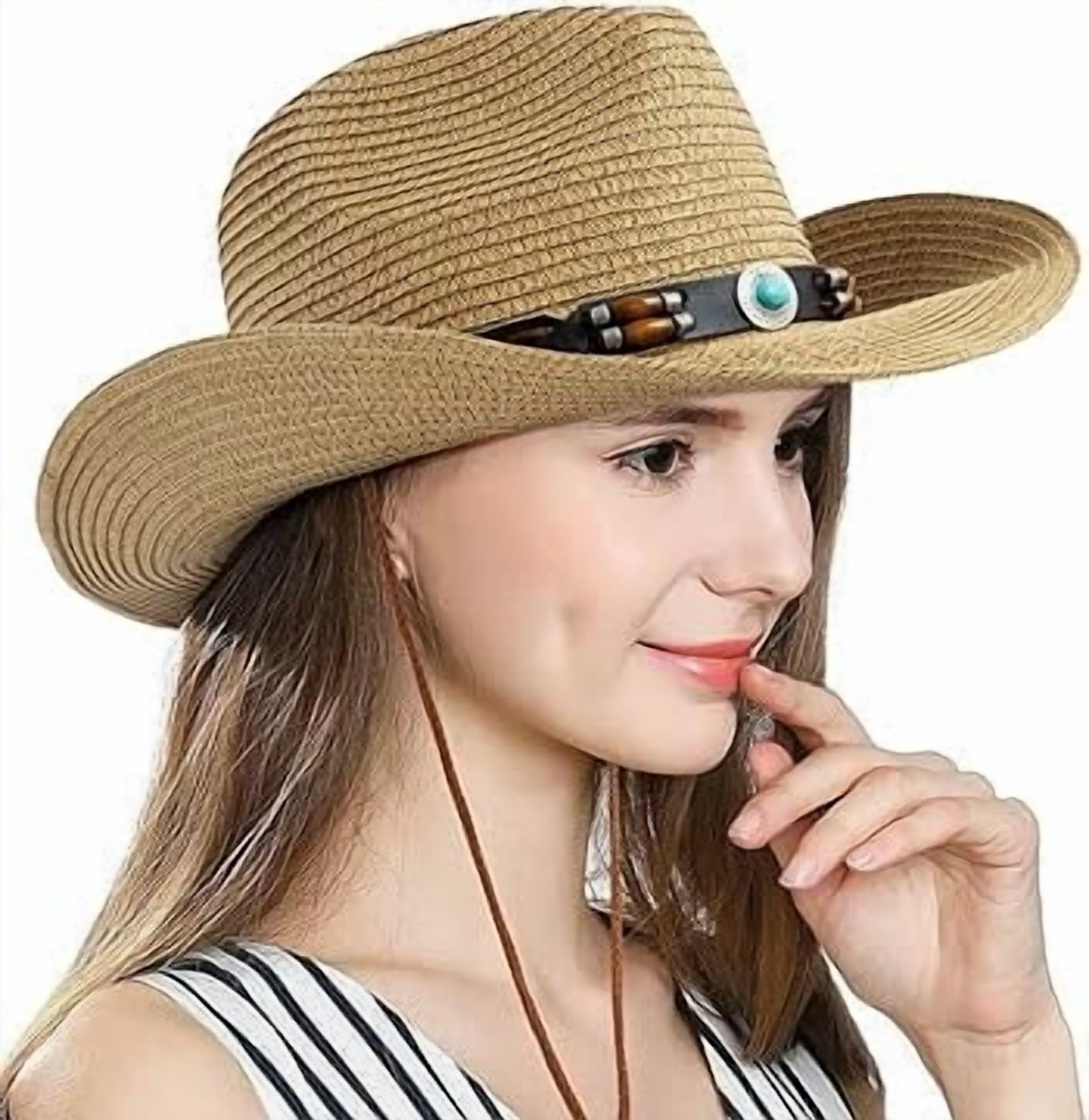 7269 Straw Cowboy Cowgirl Hat For Women Men Western Coastal Cowboy Beach Hat Wowstyle Cowgirl Hat, Wide Brim Straw Cowboy Hat for Women  main image 3
