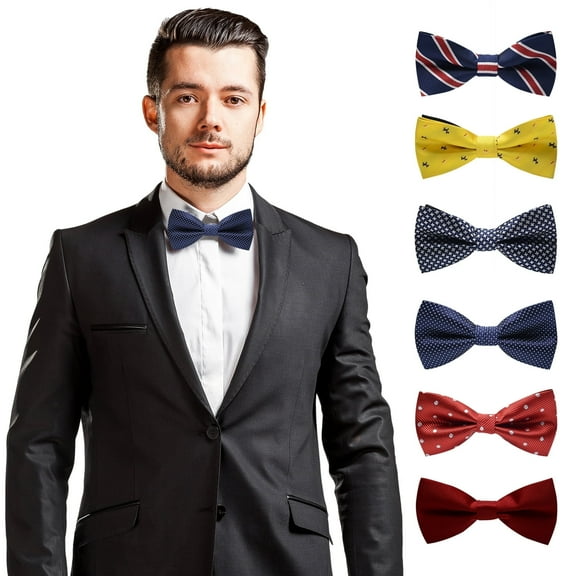 Wowstyle 6Pcs Men's Bow Ties Neckties AdjustablePre-Tied Ties Boys Elegant Bow Tie