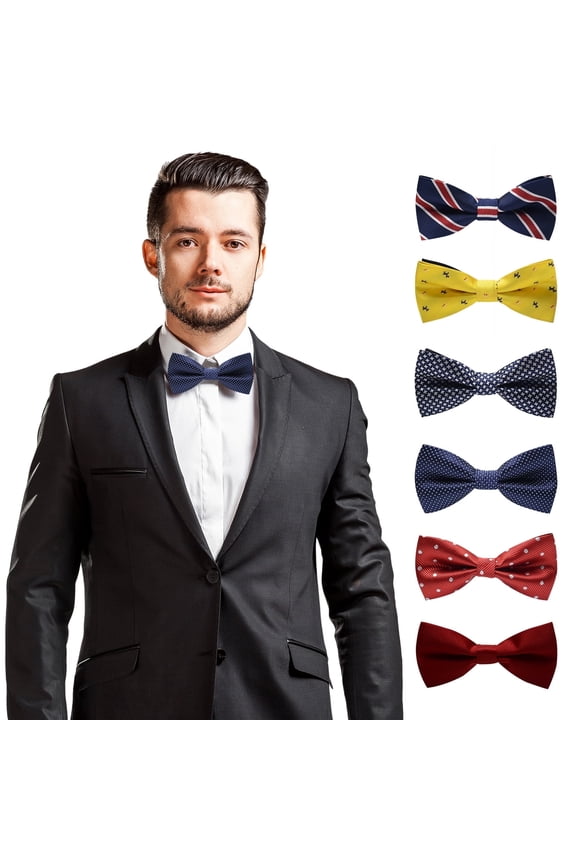 6Pcs Men's Bow Ties Neckties AdjustablePre-Tied Ties Boys Elegant Bow Tie