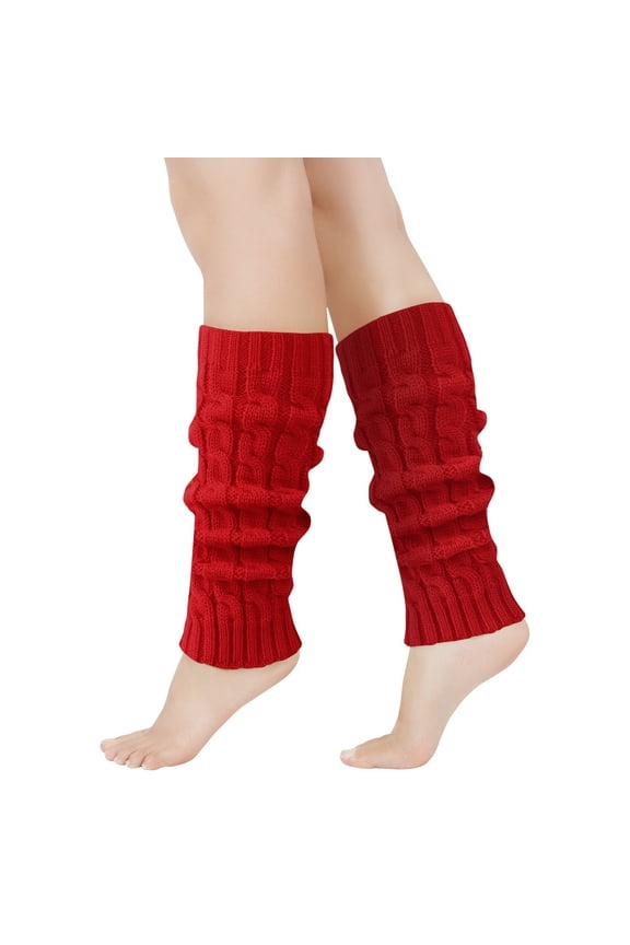 Winter Red Leg Warmers for Women 80s Ribbed Leg Warmer for Neon Party Knitted Fall Winter Sports Socks