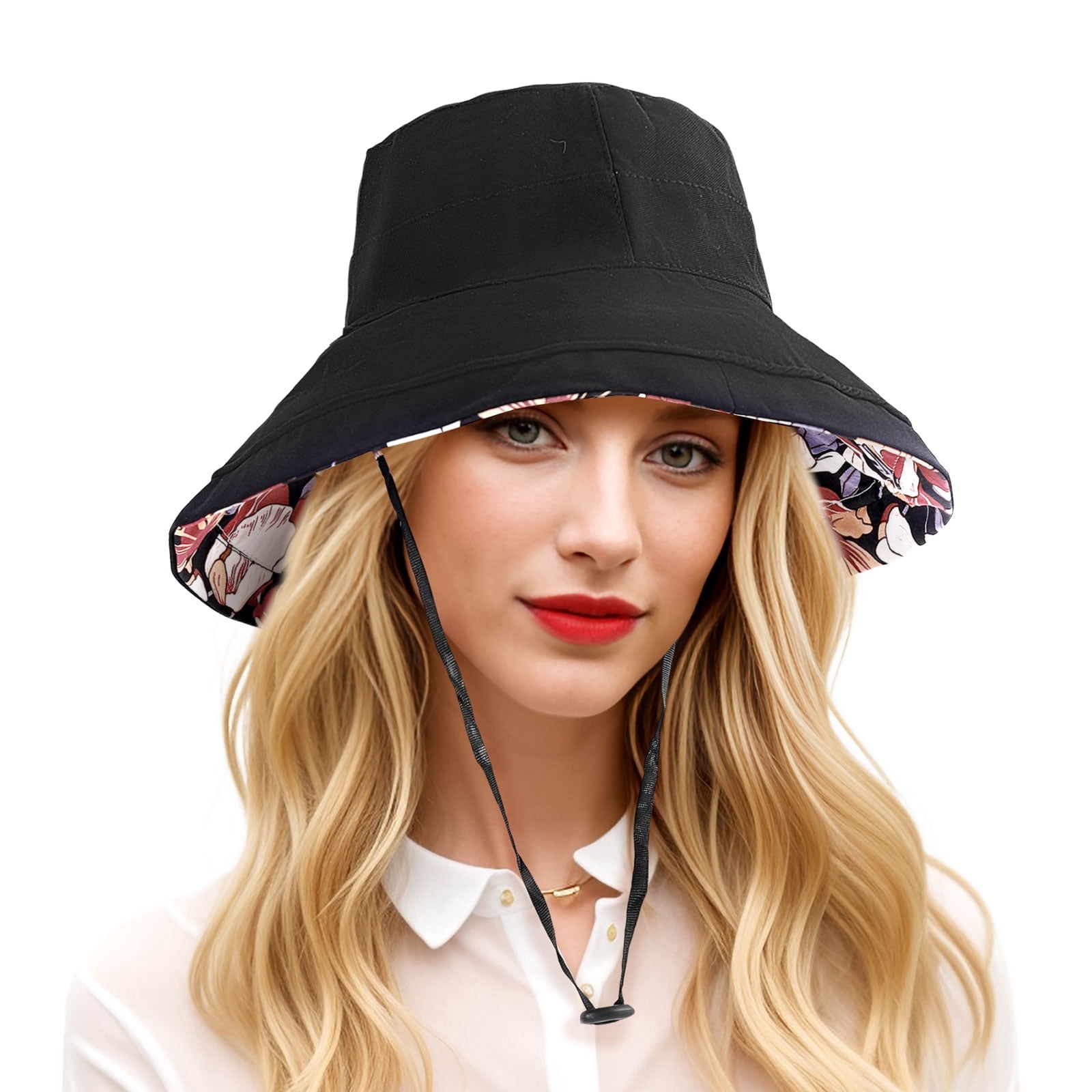 Reversible Cotton Bucket Sun Hat Foldable Travel Headwear Lightweight Folding Pocket Hat for Sun Protection - Easy to  main image 3
