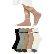 WOWSTYLE Womens Sheer Socks Casual Ankle Socks Breathable Cool Knit Cotton Crew Frilly Thin Sock 5 Pack