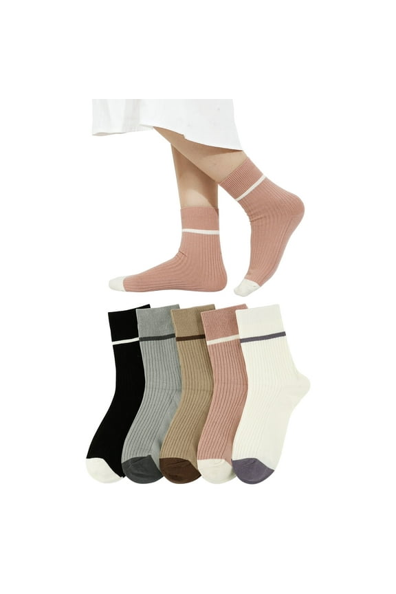 Womens Sheer Socks Casual Ankle Socks Breathable Cool Knit Cotton Crew Frilly Thin Sock 5 Pack