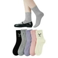 thumbnail image 1 of Wowstyle Womens Sheer Socks Casual Ankle Socks Breathable Cool Knit Cotton Crew Thin Sock 5 Pack, 1 of 6