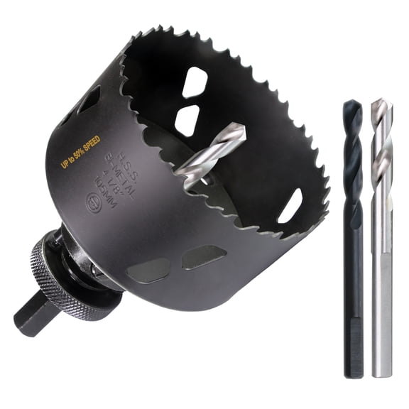 WOWSUPM 4-1/8" Deep HSS Bi Metal Hole Saw Cutter with Arbor Heavy Duty Hole Saw Bit Cutting Depth 2.1 for Metal Thick Wood PVC Drywall Aluminum Big Slot New Sharp Teeth
