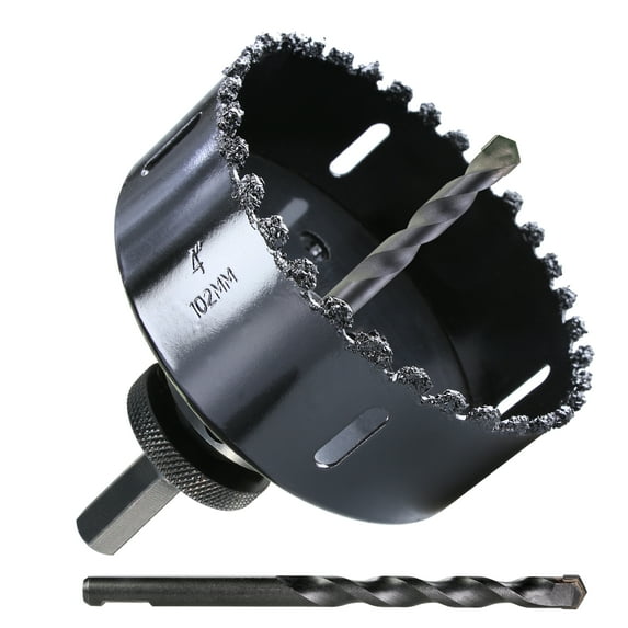 WOWSUPM 4" Carbide Grit Hole Saw Cutting Air Brick Stucco Hardy Plank Drywall Cement Board with Pilot Drill Bits Up to 3X Long Life