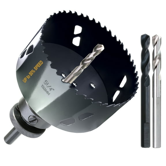 WOWSUPM 5-1/4" Deep HSS Bi Metal Hole Saw Cutter with Arbor Heavy Duty Hole Saw Bit Cutting Depth 2.1 for Metal Thick Wood PVC Drywall Aluminum Big Slot New Sharp Teeth