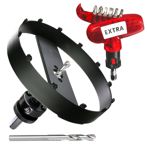 WOWSUPM 6-3/8” Hole Saw for 6” Recessed Light Carbide Grit Hole Saw Cutter Cutting Drywall Ceiling Tile Wood Plaster 3X Faster than Bi-metal Hole Saw 162mm