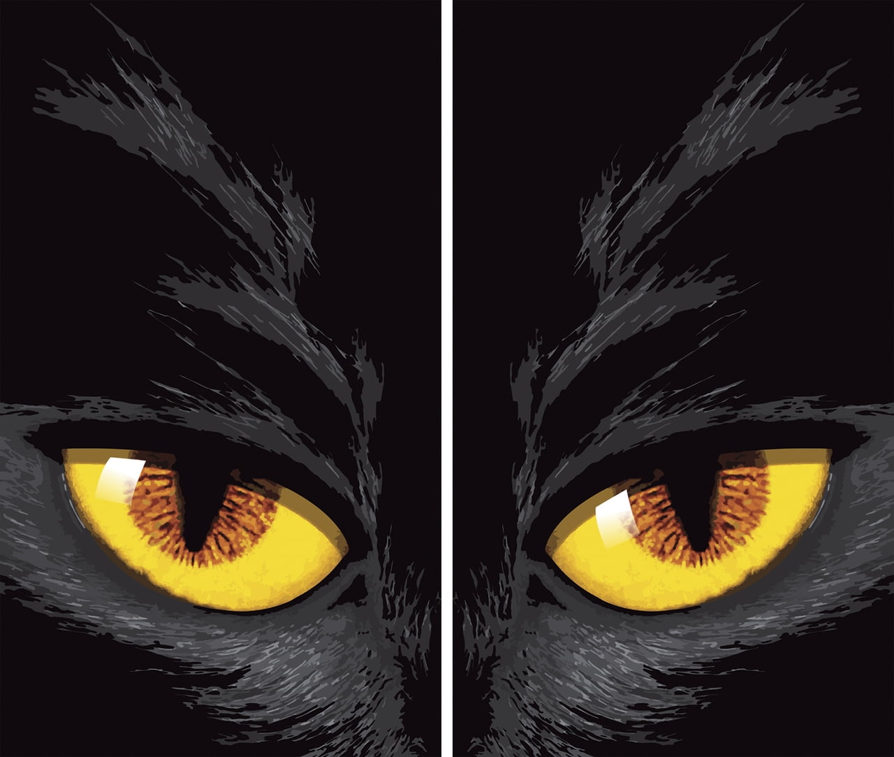 WOWindow Posters Yellow Cat Eyes Halloween Window Decoration Two 34.5”x60" Backlit Posters