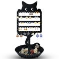 thumbnail image 1 of WOXBITA Earring Holder Hanging Organizer Stand Jewelry Rack Metal Cute Cat Tree Shelf Room Decor Table Ear Stud Holder Display Tower with Ring Storage Tray for Teens Girls Kids Cat Lovers C104, 1 of 3