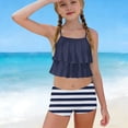 thumbnail image 1 of WOXIHUAN Girls Swimsuit 2 Piece Ruffled Bikini Top with Printed Shorts Summer Beach Teen Bathing Suits for 6-15 Years Multicolor 14 12-13 Years, 1 of 7