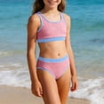 thumbnail image 1 of WOXIHUAN Tween Girls Swimsuits Two Piece Colorblock Bikini Sets with Chest Pad for 6-15 Years Pink 11-12 Years, 1 of 8