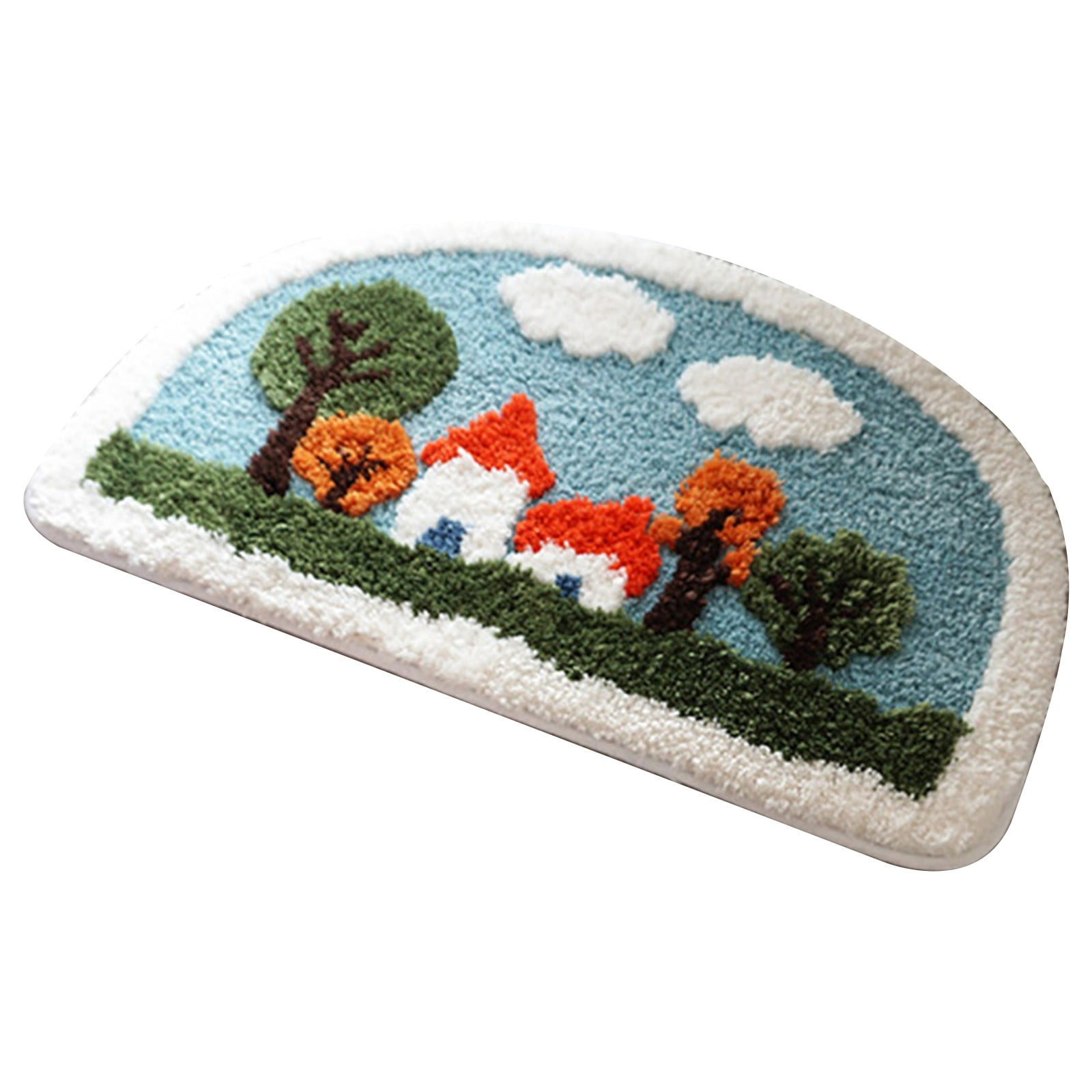 WOXINDA Half Round Bathroom Anti Skids Mat Bathroom Absorbent Floor Mat