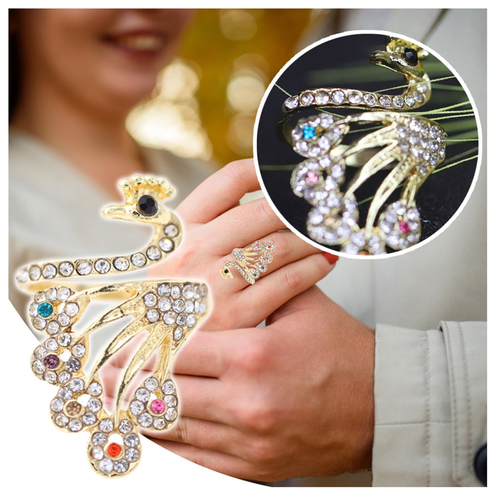 Peacock Ring Crystal Vintage | Antique Silver Peacock Ring | Peacock Ring  Accessories - Rings - Aliexpress