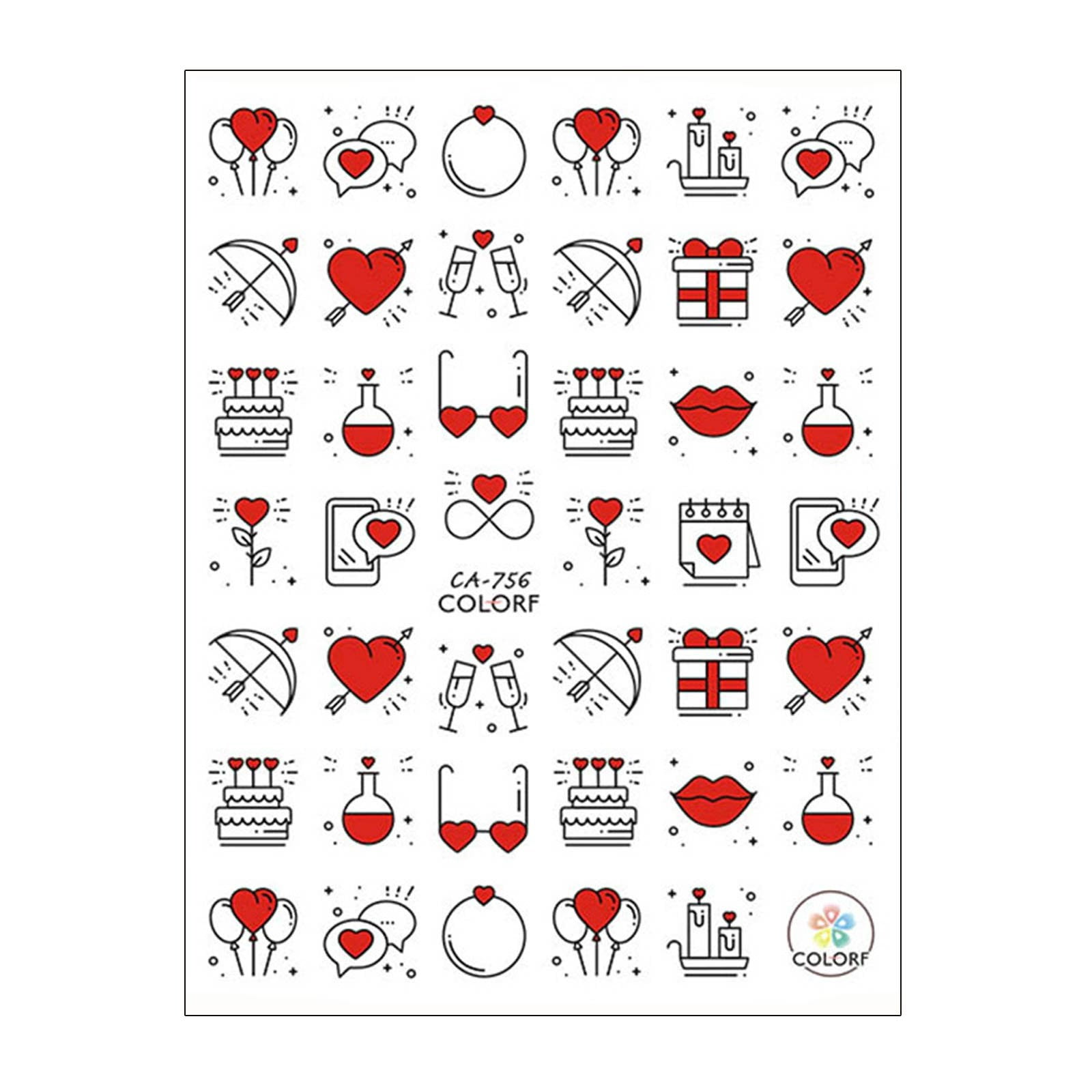 Valentines Stickers F628 – Nails Blinged Supply