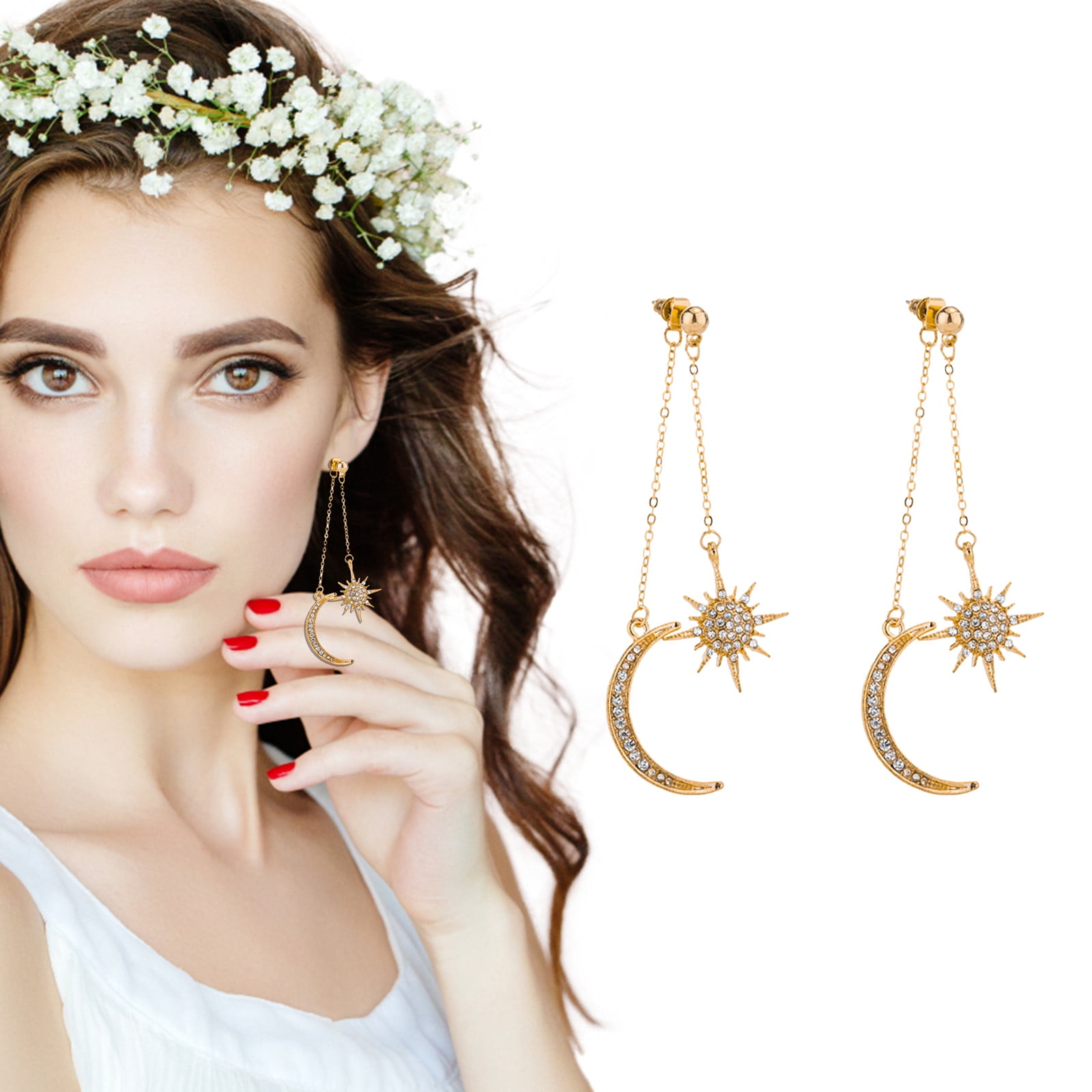 Boho hot sale moon earrings