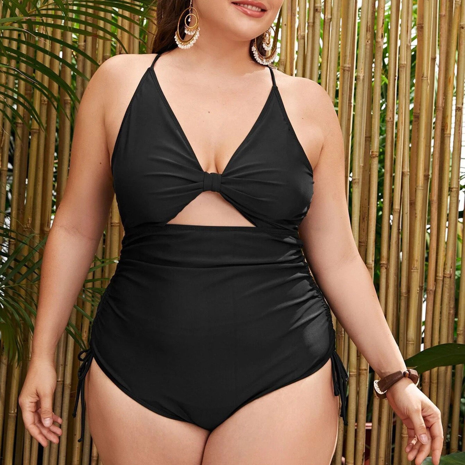 WOXINDA Women's Plus Size Printed Backless One-Piece Swimsuit Bathing Suit  Swimmwear Sun And Moon One Piece Swimwear One Piece Swimwear for Small
