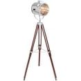 thumbnail image 1 of WOYBR Wood, Steel Ahoy Floor Lamp, 30 x 30 x 62 (Highest Setting) 20 x 20 x 44 (Lowest Setting, Chrome/Cherry, 1 of 2