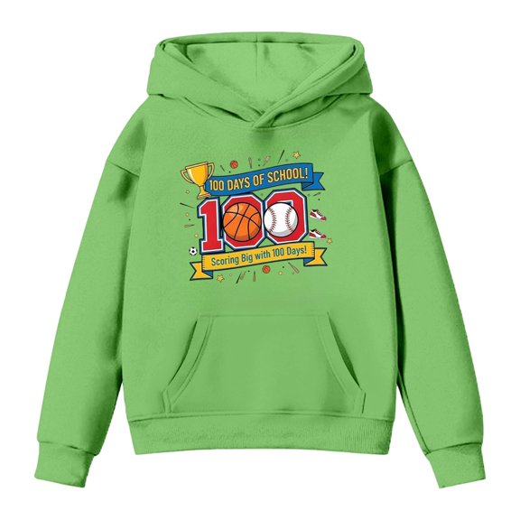 WOYY 100 Days Of School Hoodie for Big Boys Graphic Hooded Sweatshirt, Sizes 12-13