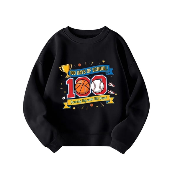 WOYY 100 Days Of School Sweatshirt for Girls Crew Neck Long Sleeve Pullover, Sizes 3-4T