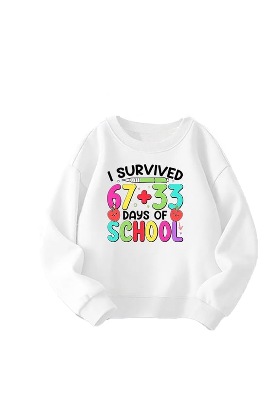 100 Days Of School Sweatshirt for Toddler Girls Letter Print Pullover Shirt, Sizes 3-4T
