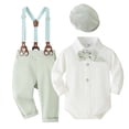 thumbnail image 1 of WOYY Baby Boys Formal Long Sleeve Romper Suspenders Pants Hat Outfits, Sizes 0-18 Months, 1 of 4